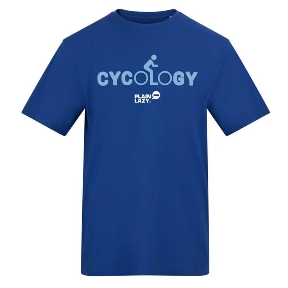 Plain Lazy Mens Cycology Printed T-Shirt / Blue